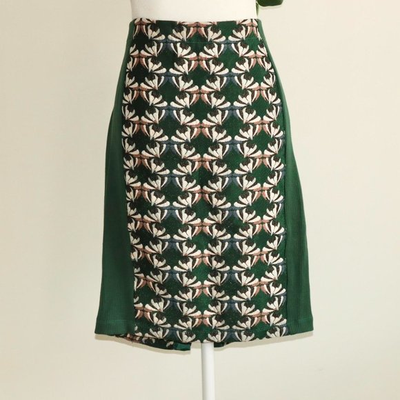 Dolan Anthropologie Floral Embroidered Green Knee-Length Skirt - Picture 3 of 4